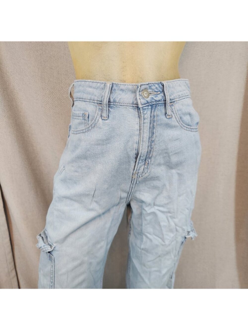 Hollister High Rise Vintg Baggy Light Wash Denim Blue Jean Size 1R / 0R 25 Wx 29 - Picture 2 of 9